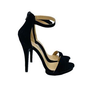 Fashion Nova Shoes Womens Size 7 Black Heels Stiletto Ankle Strap Sandals Open